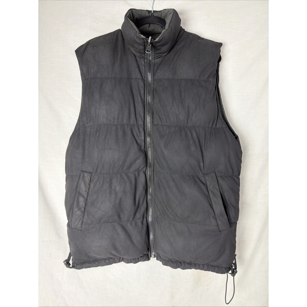 Burnside Puffer Vest Size Small Blk/Charcoal Full Zip/ Button Mens Sz L